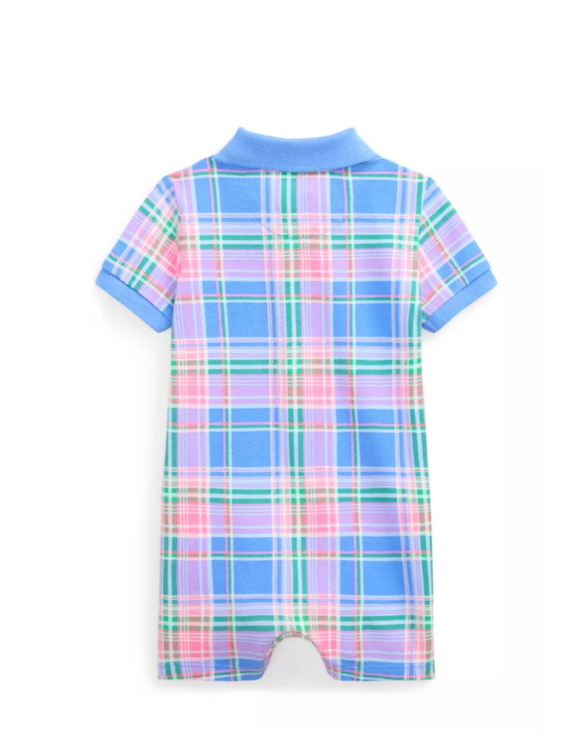 Ralph Lauren Baby Boy’s Childrenswear Plaid Printed Cotton Mesh Polo Shortall